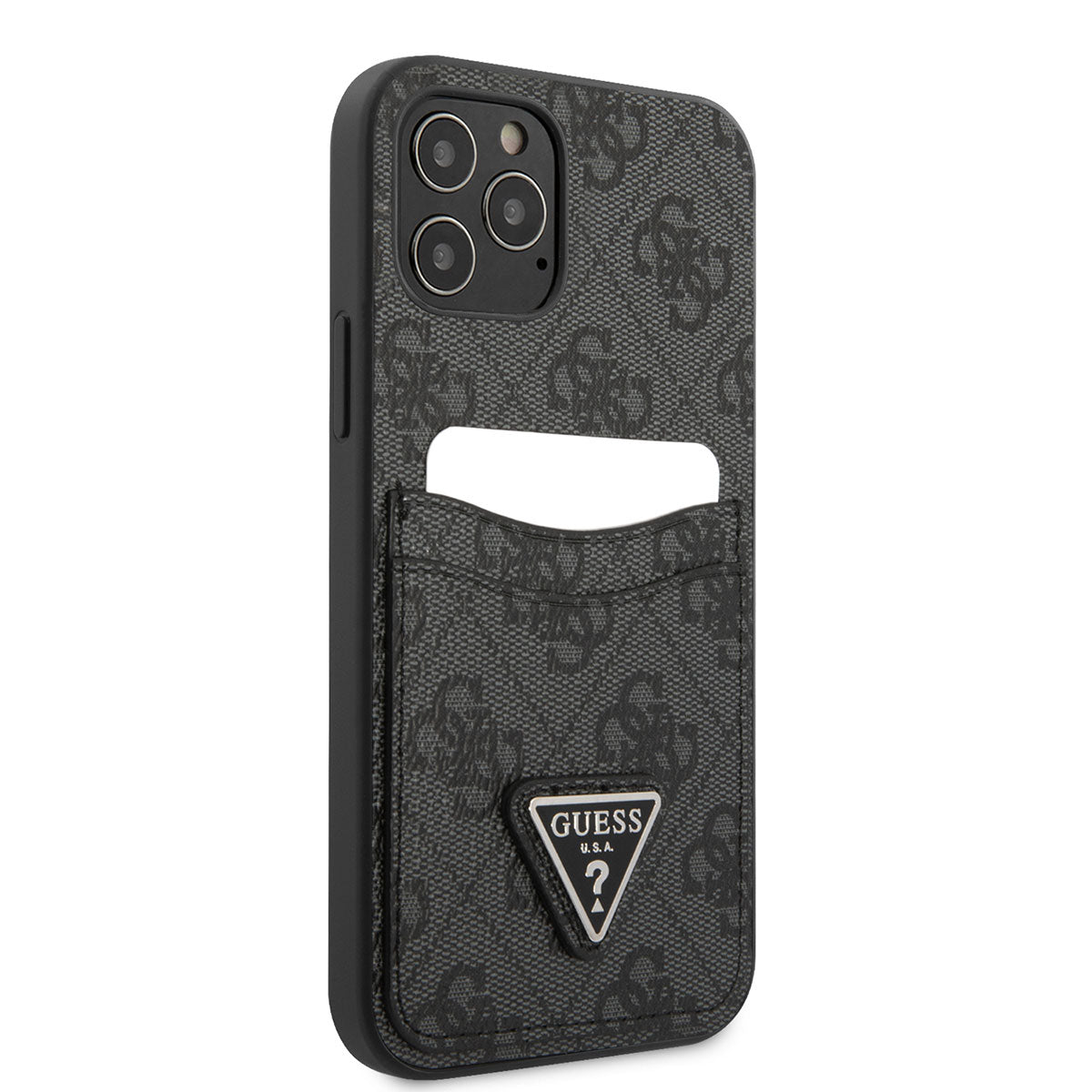 Apple iPhone 12 Kılıf GUESS Çift Kart Bölmeli Kapak Kahverengi
