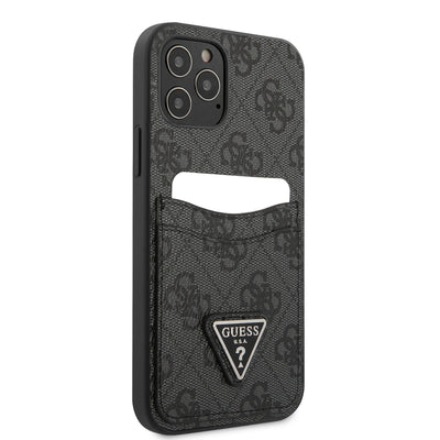 Apple iPhone 12 Kılıf GUESS Çift Kart Bölmeli Kapak Kahverengi