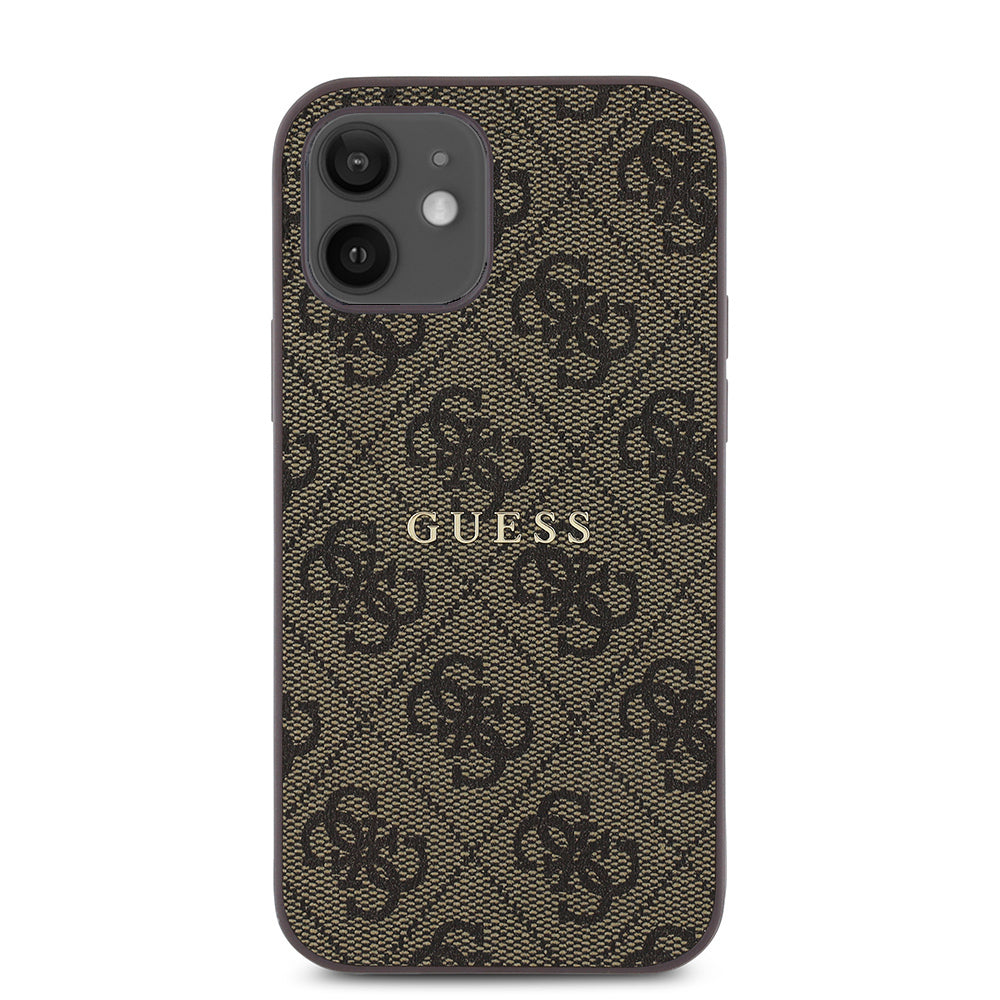 iPhone 12 Kılıf Guess Orjinal Lisanslı M-safe Şarj Özellikli 4G Desen Yazı Logolu Kılıf