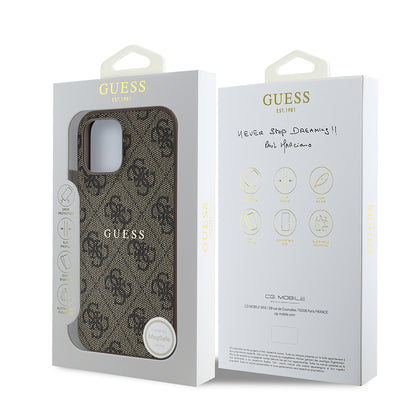 iPhone 12 Kılıf Guess Orjinal Lisanslı M-safe Şarj Özellikli 4G Desen Yazı Logolu Kılıf
