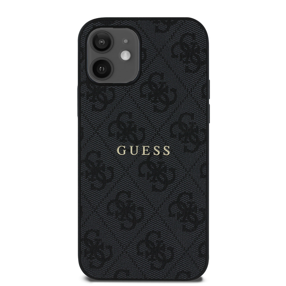 iPhone 12 Kılıf Guess Orjinal Lisanslı M-safe Şarj Özellikli 4G Desen Yazı Logolu Kılıf