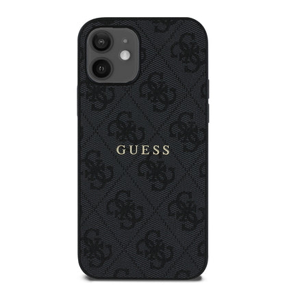 iPhone 12 Kılıf Guess Orjinal Lisanslı M-safe Şarj Özellikli 4G Desen Yazı Logolu Kılıf