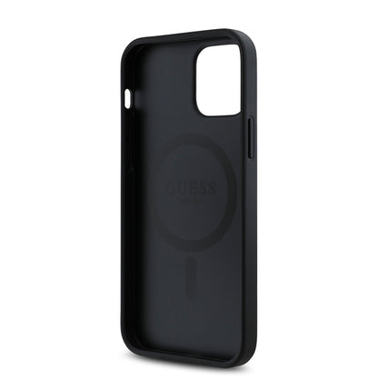 iPhone 12 Kılıf Guess Orjinal Lisanslı M-safe Şarj Özellikli Gül Baskılı 4G Desenli Yazı Logolu Kılıf