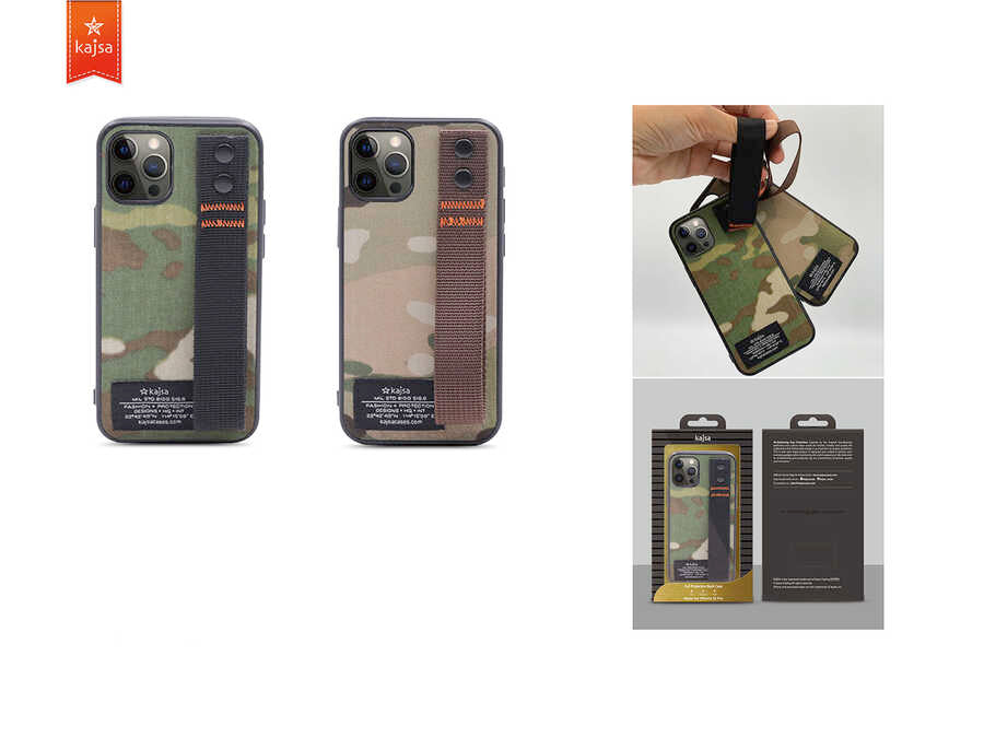 Apple iPhone 12 Kılıf Kajsa Cordura Serisi Military Kapak Yeşil