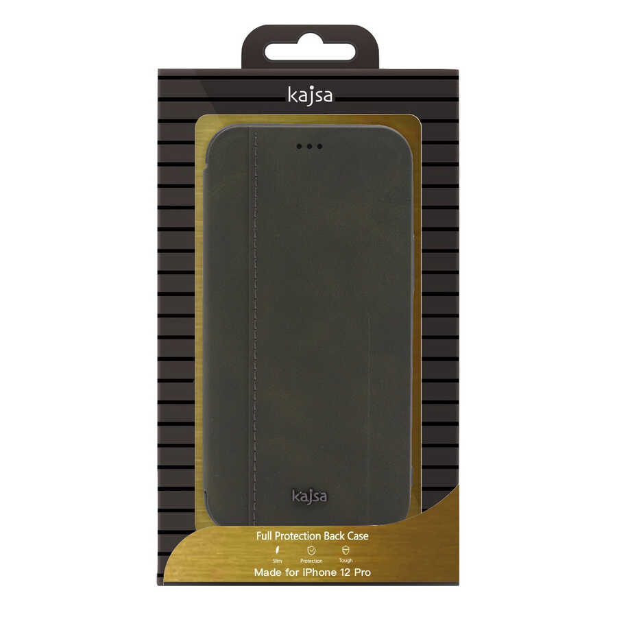 Apple iPhone 12 Kılıf Kajsa Dale Serisi Parallel PU Folio Kapaklı Kılıf Kırmızı
