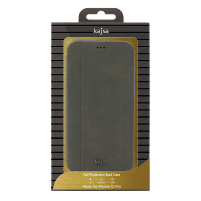 Apple iPhone 12 Kılıf Kajsa Dale Serisi Parallel PU Folio Kapaklı Kılıf Kahve Açık
