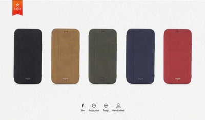 Apple iPhone 12 Kılıf Kajsa Dale Serisi Parallel PU Folio Kapaklı Kılıf Lacivert