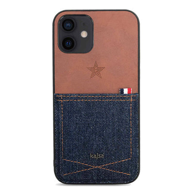 Apple iPhone 12 Kılıf Kajsa Denim Kapak Siyah