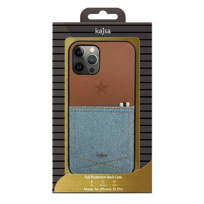 Apple iPhone 12 Kılıf Kajsa Denim Kapak Siyah