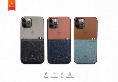 Apple iPhone 12 Kılıf Kajsa Denim Kapak Siyah