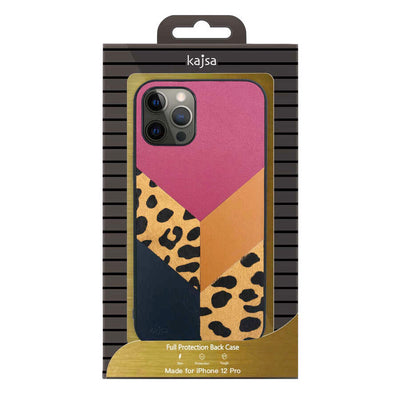 Apple iPhone 12 Kılıf Kajsa Glamorous Serisi Leopard Combo Kapak Kırmızı