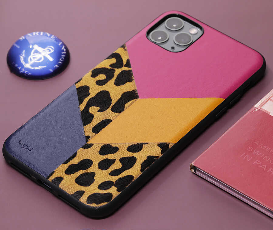 Apple iPhone 12 Kılıf Kajsa Glamorous Serisi Leopard Combo Kapak Kırmızı