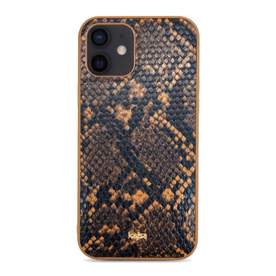 Apple iPhone 12 Kılıf Kajsa Glamorous Serisi Snake Pattern Kapak Yeşil
