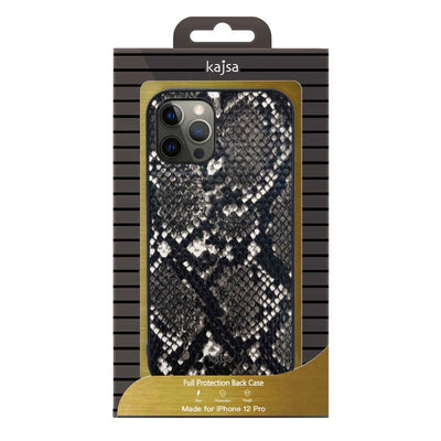 Apple iPhone 12 Kılıf Kajsa Glamorous Serisi Snake Pattern Kapak Kırmızı
