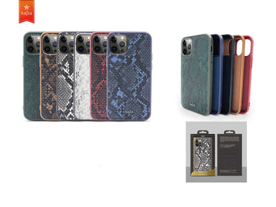 Apple iPhone 12 Kılıf Kajsa Glamorous Serisi Snake Pattern Kapak Gri