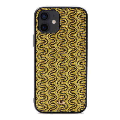 Apple iPhone 12 Kılıf Kajsa Glamorous Serisi Waterfall Pattern Kapak Kahverengi