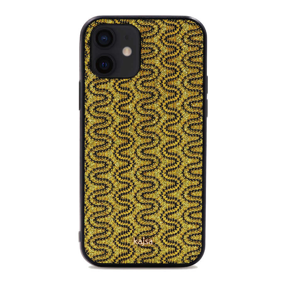 Apple iPhone 12 Kılıf Kajsa Glamorous Serisi Waterfall Pattern Kapak Gri