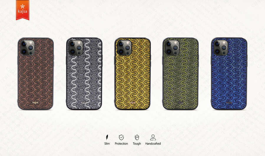 Apple iPhone 12 Kılıf Kajsa Glamorous Serisi Waterfall Pattern Kapak Kahverengi