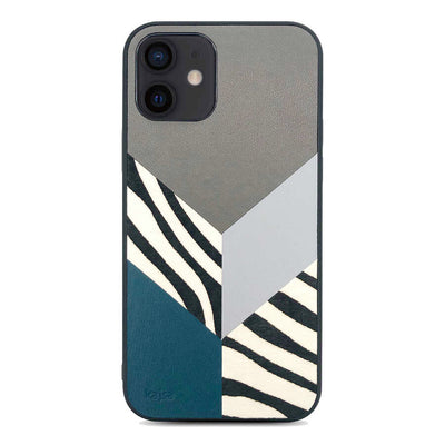 Apple iPhone 12 Kılıf Kajsa Glamorous Serisi Zebra Combo Kapak Gri