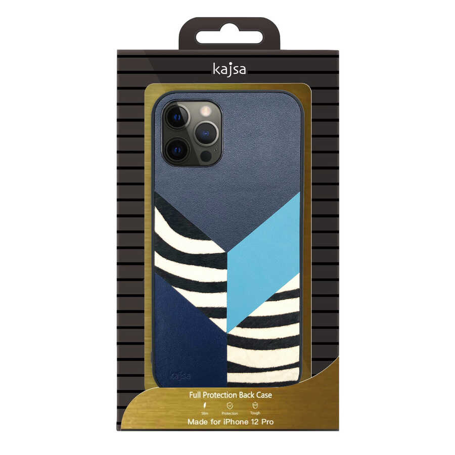 Apple iPhone 12 Kılıf Kajsa Glamorous Serisi Zebra Combo Kapak Füme