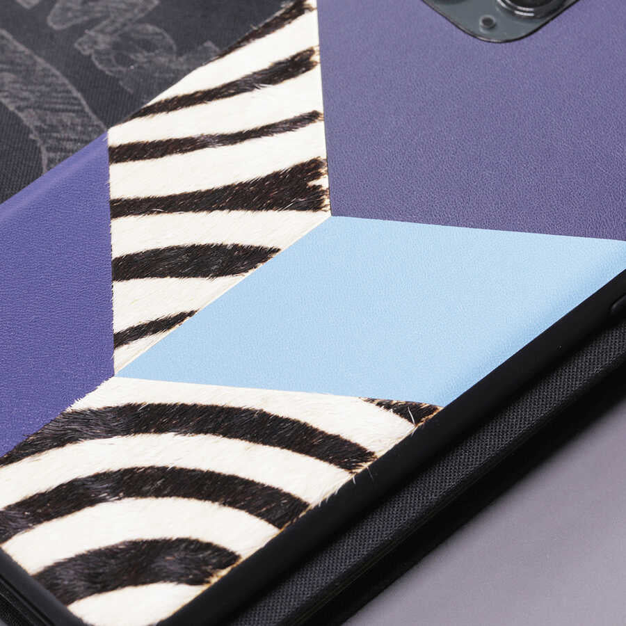 Apple iPhone 12 Kılıf Kajsa Glamorous Serisi Zebra Combo Kapak Füme