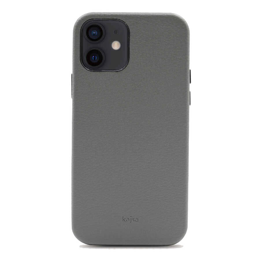 Apple iPhone 12 Kılıf Kajsa Litchi Kapak Gri