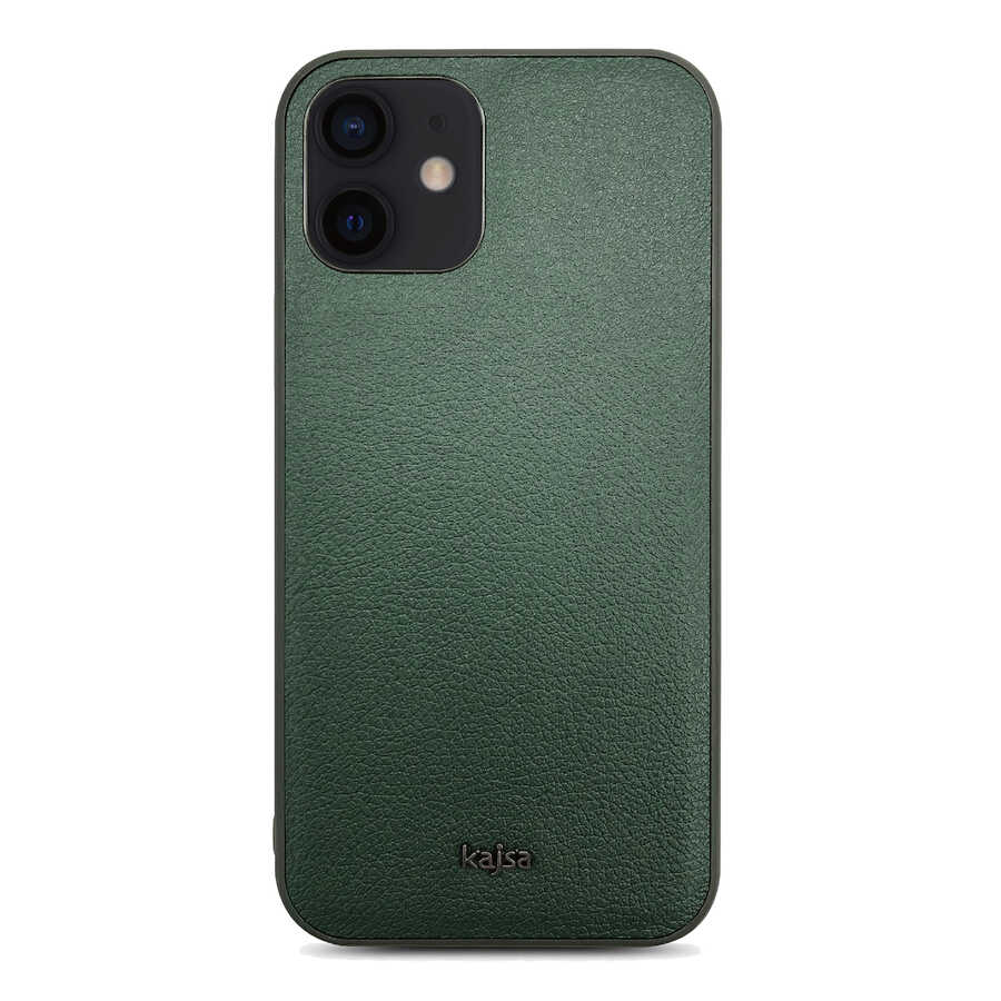 Apple iPhone 12 Kılıf Kajsa Luxe Collection Hakiki Deri Kapak Gri