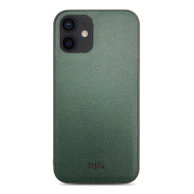 Apple iPhone 12 Kılıf Kajsa Luxe Collection Hakiki Deri Kapak Gri