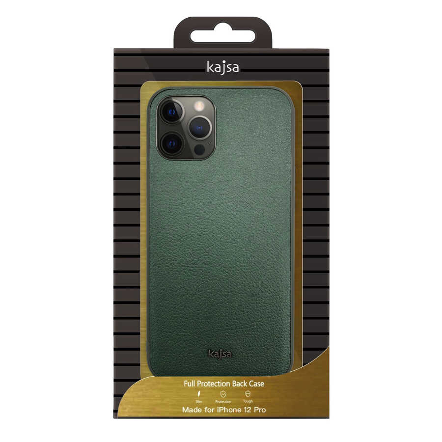 Apple iPhone 12 Kılıf Kajsa Luxe Collection Hakiki Deri Kapak Gri
