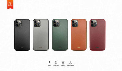 Apple iPhone 12 Kılıf Kajsa Luxe Collection Hakiki Deri Kapak Gri