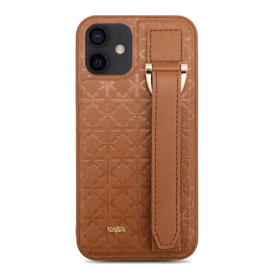 Apple iPhone 12 Kılıf Kajsa Neo Clasic Serisi Mono K Strap Kapak Siyah