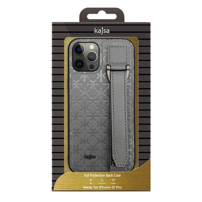 Apple iPhone 12 Kılıf Kajsa Neo Clasic Serisi Mono K Strap Kapak Siyah