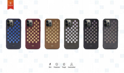 Apple iPhone 12 Kılıf Kajsa Preppie Serisi Spotlight Woven Kapak Mavi
