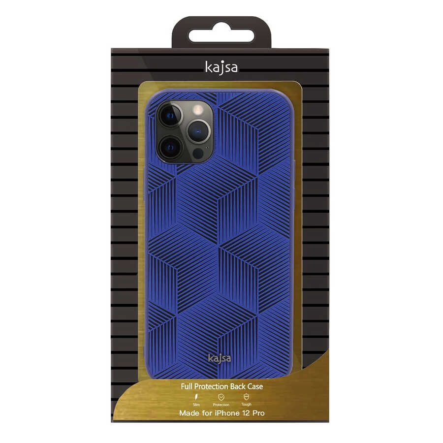 Apple iPhone 12 Kılıf Kajsa Splendid Serisi 3D Cube Kapak Mavi