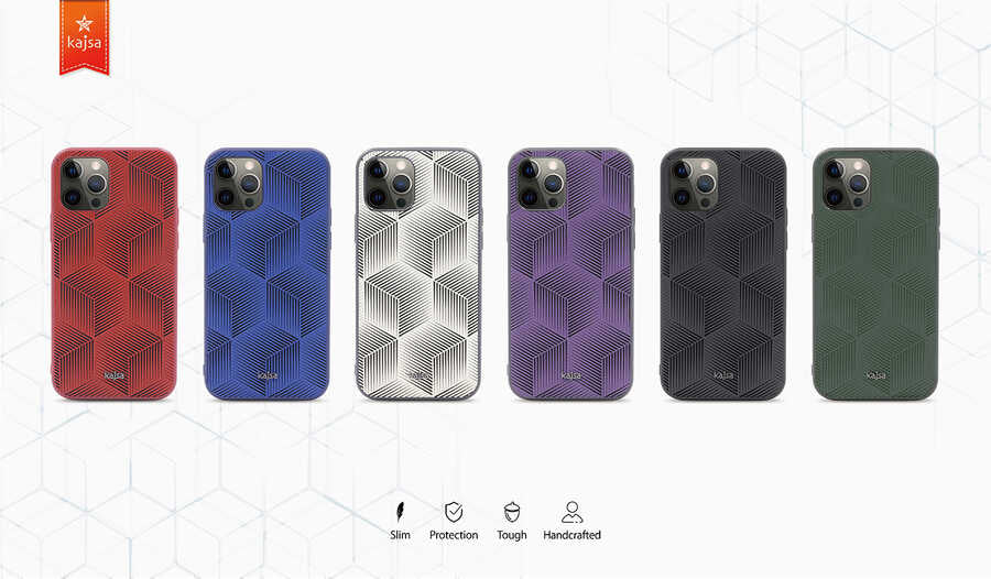 Apple iPhone 12 Kılıf Kajsa Splendid Serisi 3D Cube Kapak Kırmızı