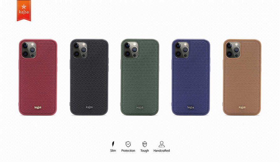 Apple iPhone 12 Kılıf Kajsa Splendid Serisi 3D Leaf Kapak Kırmızı