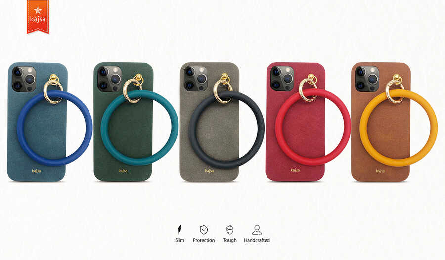 Apple iPhone 12 Kılıf Kajsa Splendid Serisi Morandi Ring Kapak Kahverengi
