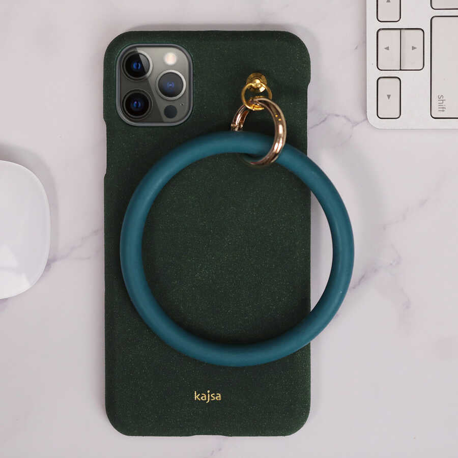 Apple iPhone 12 Kılıf Kajsa Splendid Serisi Morandi Ring Kapak Yeşil