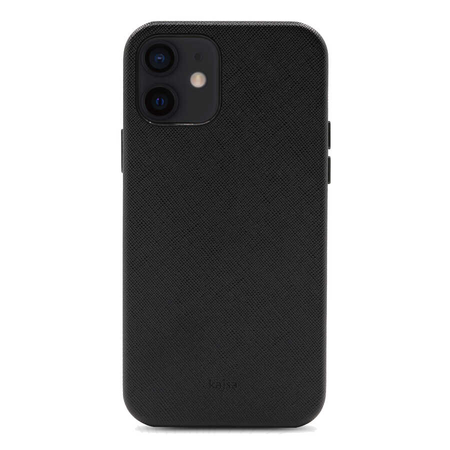 Apple iPhone 12 Kılıf Kajsa Woven Kapak Siyah