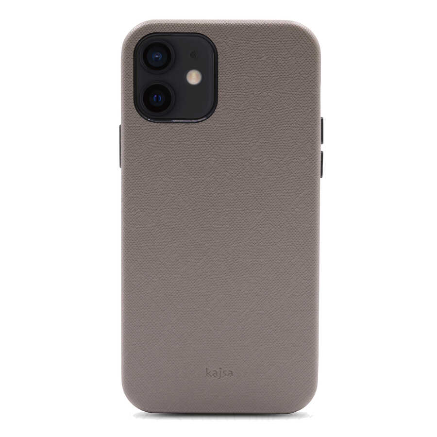 Apple iPhone 12 Kılıf Kajsa Woven Kapak Gri