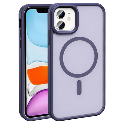 Apple iPhone 12 Kılıf M-safe Şarj Özellikli Mat Arka Yüzey Zore Sio Kapak Lacivert