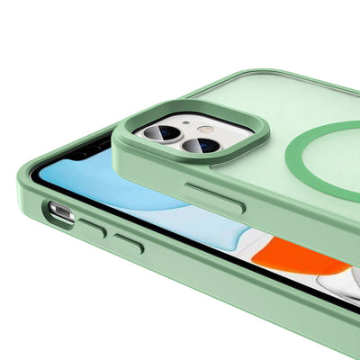 Apple iPhone 12 Kılıf M-safe Şarj Özellikli Mat Arka Yüzey Zore Sio Kapak Koyu Yeşil