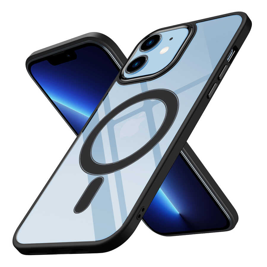 iPhone 12 Kılıf Wireless Şarj Özellikli Zore Krom M-safe Silikon Kılıf