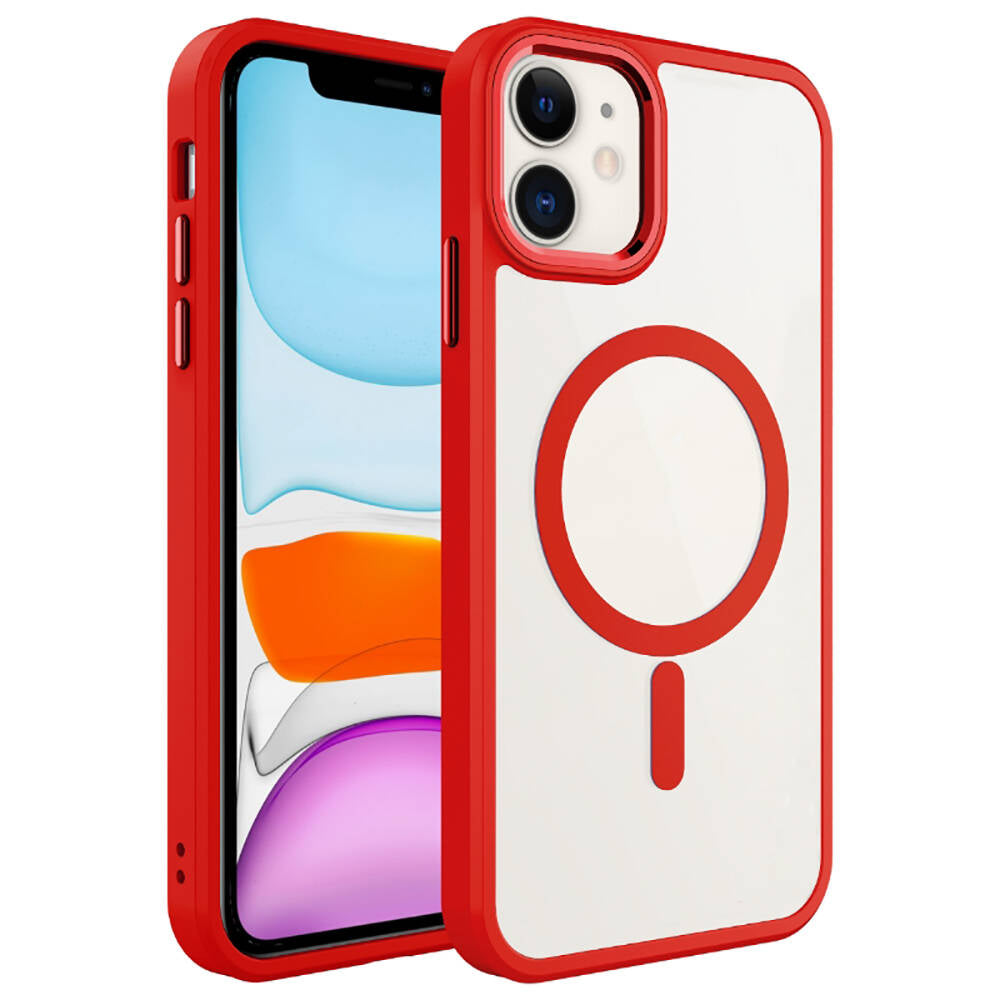 iPhone 12 Kılıf Wireless Şarj Özellikli Zore Krom M-safe Silikon Kılıf