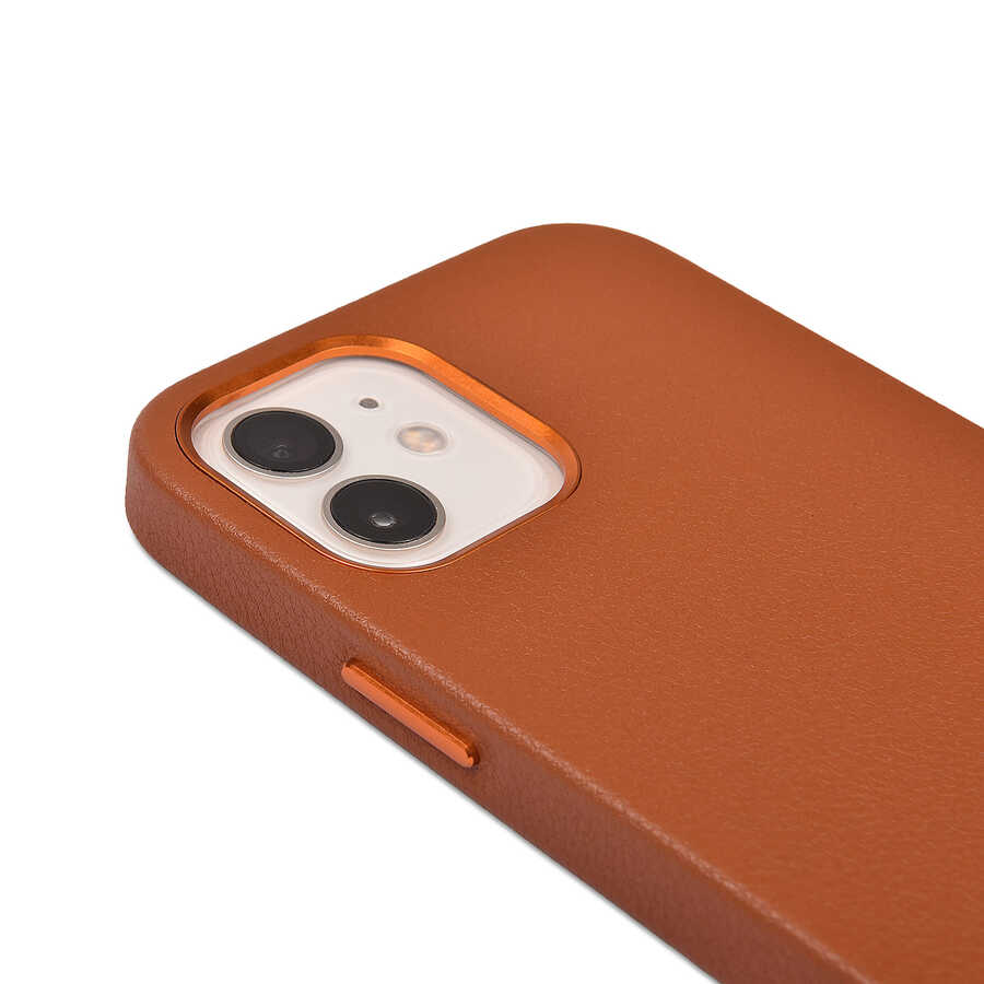 Apple iPhone 12 Kılıf Wiwu Calfskin Kapak Lacivert