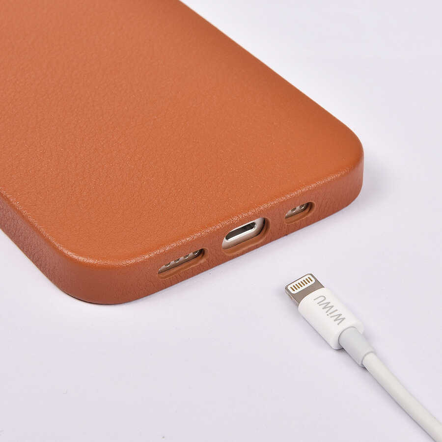 Apple iPhone 12 Kılıf Wiwu Calfskin Kapak Lacivert