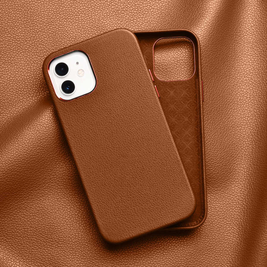 Apple iPhone 12 Kılıf Wiwu Calfskin Kapak Lacivert