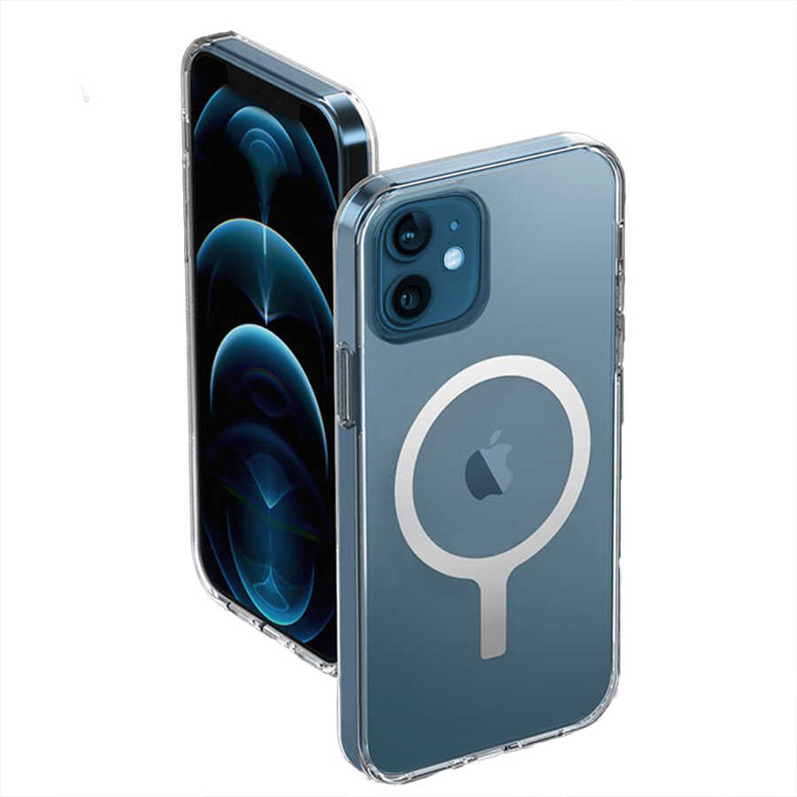 Apple iPhone 12 Kılıf Wiwu Magnetic Crystal Kapak Renksiz