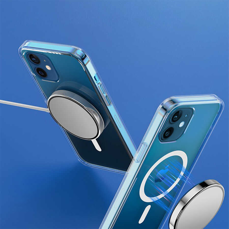 Apple iPhone 12 Kılıf Wiwu Magnetic Crystal Kapak Renksiz