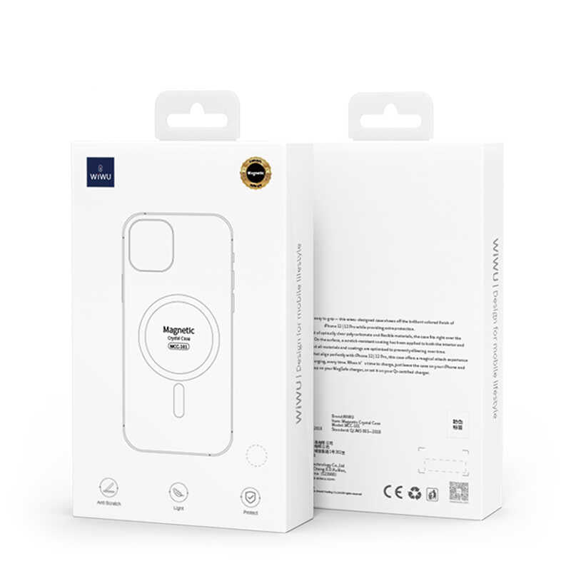 Apple iPhone 12 Kılıf Wiwu Magnetic Crystal Kapak Renksiz